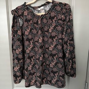 LOFT Long Sleeve Blouse with Shoulder Detail